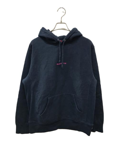 SUPREME（シュプリーム）SUPREME (シュプリーム) 17AW　Compact Logo Hooded Sweatshirt　コンパクト・ロゴ・フーデッド・スウェットシャツ ネイビー×ピンク サイズ:Mの古着・服飾アイテム