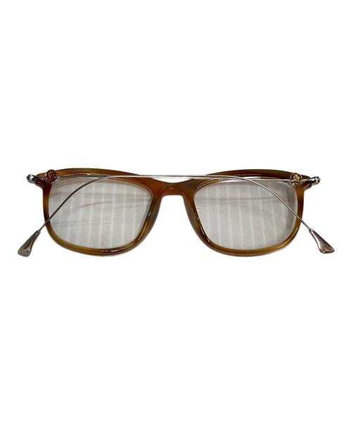 MONCLER（モンクレール）MONCLER (モンクレール) Tortoise Gunmetal Titanium Eyeglasses　伊達眼鏡　サイドロゴ ベージュの古着・服飾アイテム