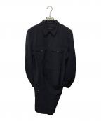 COMME des GARCONSコムデギャルソン）の古着「ウールギャバ変形ラップデザインコート 日本製 ドメス モード ギャバジン」｜ネイビー