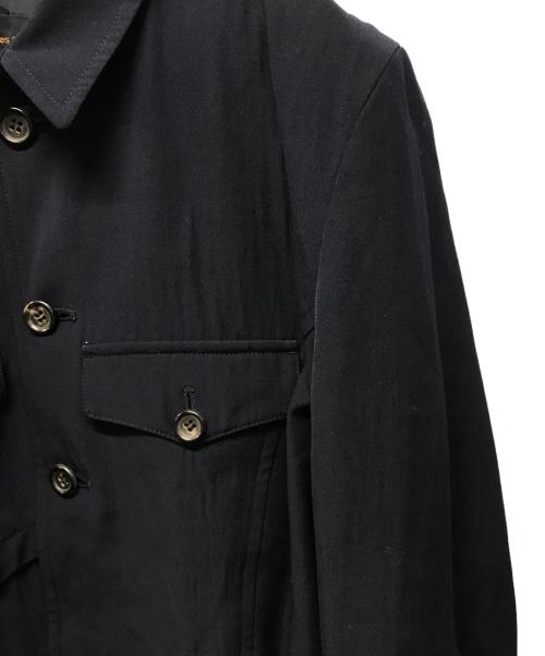 COMME des GARCONS（コムデギャルソン）COMME des GARCONS (コムデギャルソン) ウールギャバ変形ラップデザインコート 日本製 ドメス モード ギャバジン ネイビー サイズ:Mの古着・服飾アイテム