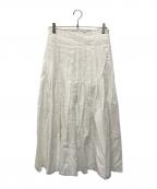 KUMEクメ）の古着「Linen Pleated Long Skirt リネン プリーツ ロング スカート」｜ホワイト