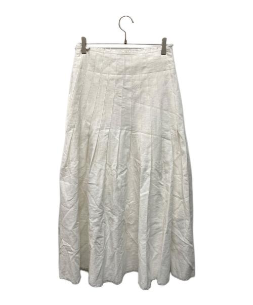 KUME（クメ）KUME (クメ) Linen Pleated Long Skirt リネン プリーツ ロング スカート ホワイト サイズ:M 未使用品の古着・服飾アイテム