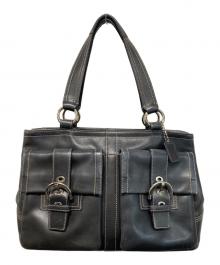 COACH（コーチ）の古着「ソーホー ライン トートバッグ レザーハンドバッグ」｜ブラック