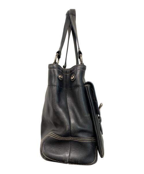 COACH（コーチ）COACH (コーチ) ソーホー ライン トートバッグ レザーハンドバッグ ブラックの古着・服飾アイテム