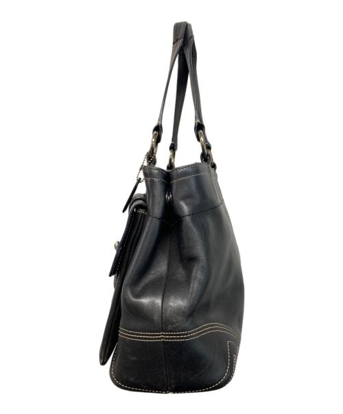 COACH（コーチ）COACH (コーチ) ソーホー ライン トートバッグ レザーハンドバッグ ブラックの古着・服飾アイテム