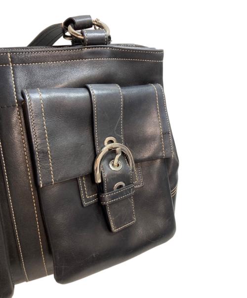COACH（コーチ）COACH (コーチ) ソーホー ライン トートバッグ レザーハンドバッグ ブラックの古着・服飾アイテム