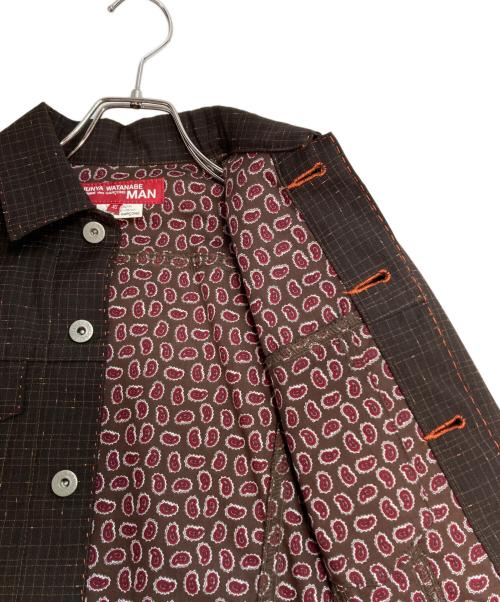 COMME des GARCONS JUNYA WATANABE MAN（コム デ ギャルソン ジュンヤ ワタナベ マン）COMME des GARCONS JUNYA WATANABE MAN (コム デ ギャルソン ジュンヤ ワタナベ マン) LEVI’S (リーヴァイス) ウールモヘヤエルボーパッチワークジャケット ブラウン サイズ:XSの古着・服飾アイテム