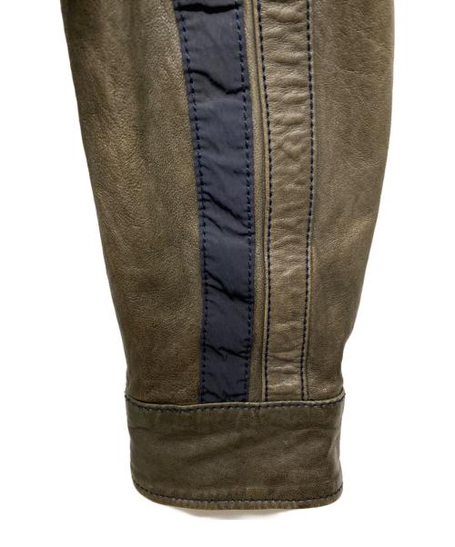 DIESEL（ディーゼル）DIESEL (ディーゼル) ナイロン切り替えレザーバイカージャケット ブラック×ネイビー サイズ:Sの古着・服飾アイテム
