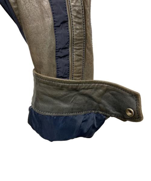 DIESEL（ディーゼル）DIESEL (ディーゼル) ナイロン切り替えレザーバイカージャケット ブラック×ネイビー サイズ:Sの古着・服飾アイテム