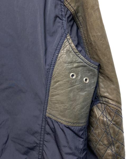 DIESEL（ディーゼル）DIESEL (ディーゼル) ナイロン切り替えレザーバイカージャケット ブラック×ネイビー サイズ:Sの古着・服飾アイテム