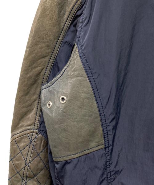 DIESEL（ディーゼル）DIESEL (ディーゼル) ナイロン切り替えレザーバイカージャケット ブラック×ネイビー サイズ:Sの古着・服飾アイテム