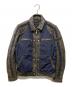DIESEL（ディーゼル）の古着「ナイロン切り替えレザーバイカージャケット」｜ブラック×ネイビー