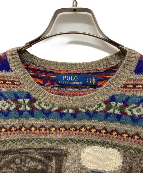 POLO RALPH LAUREN（ポロ・ラルフローレン）POLO RALPH LAUREN (ポロ・ラルフローレン) ポロベアニット 雨に唄えば ブラウン サイズ:Sの古着・服飾アイテム