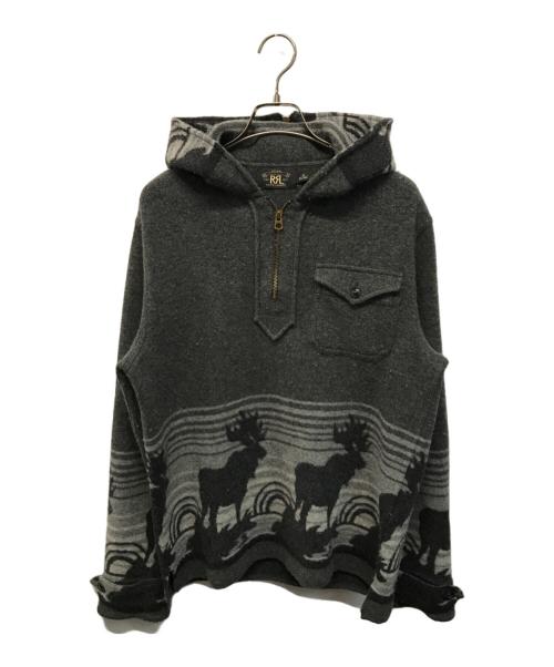 RRL（ダブルアールエル）RRL (ダブルアールエル) アラスカ柄ウールニットパーカー グレー サイズ:Mの古着・服飾アイテム