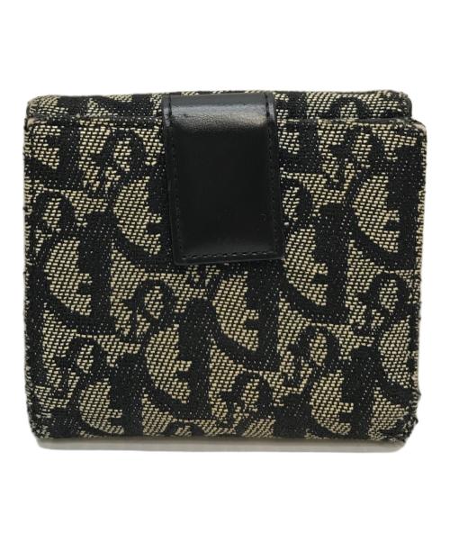Christian Dior（クリスチャン ディオール）Christian Dior (クリスチャン ディオール) トロッター2つ折り財布 ベージュ×ブラックの古着・服飾アイテム