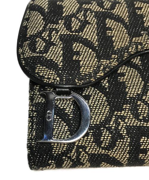 Christian Dior（クリスチャン ディオール）Christian Dior (クリスチャン ディオール) トロッター2つ折り財布 ベージュ×ブラックの古着・服飾アイテム
