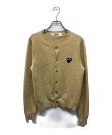 PLAY COMME des GARCONS（プレイコムデギャルソン）の古着「ブラックハート ウールカーディガン」｜ベージュ