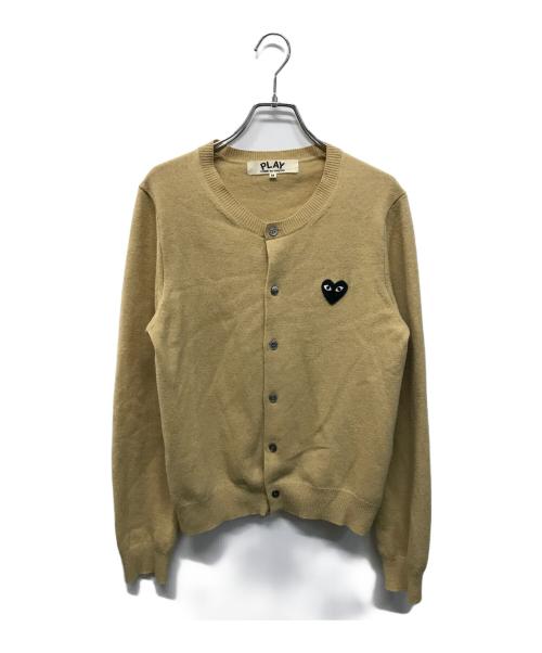 PLAY COMME des GARCONS（プレイコムデギャルソン）PLAY COMME des GARCONS (プレイコムデギャルソン) ブラックハート ウールカーディガン ベージュ サイズ:Mの古着・服飾アイテム