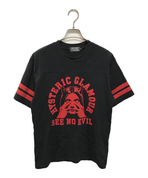 Hysteric Glamour（ヒステリックグラマー）Hysteric Glamour (ヒステリックグラマー) SEE NO EVIL（シー・ノー・イーヴル） Tシャツ レッド×ブラック サイズ:Mの古着・服飾アイテム