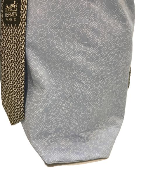 HERMES（エルメス）HERMES (エルメス) プティアッシュ ネクタイ コットン トートバッグ シルク ブルーの古着・服飾アイテム