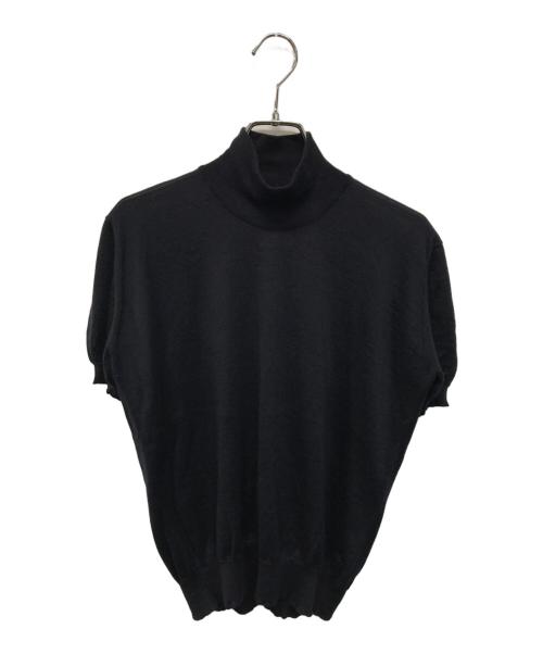CHANEL（シャネル）CHANEL (シャネル) 裾ココマークカシミヤシルク半袖ニット ブラック サイズ:SIZE 42の古着・服飾アイテム
