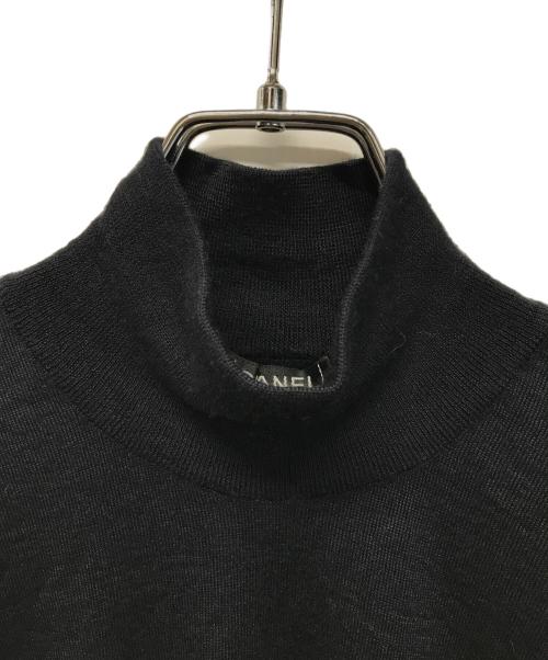 CHANEL（シャネル）CHANEL (シャネル) 裾ココマークカシミヤシルク半袖ニット ブラック サイズ:SIZE 42の古着・服飾アイテム