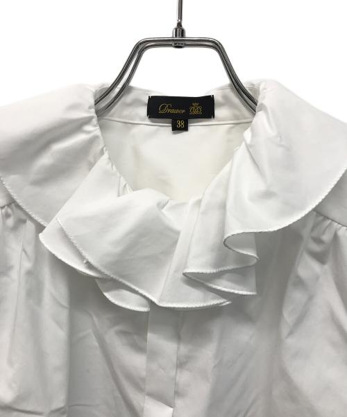 DRAWER（ドゥロワー）Drawer (ドゥロワー) CAPSULE フリルカラーブラウス 日本製 ホワイト サイズ:SIZE 38の古着・服飾アイテム