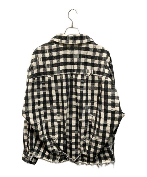 NEON SIGN（ネオンサイン）NEON SIGN (ネオンサイン) Cutaway front Glitch Gingham jacket(カッタウェイ フロント グリッチ ギンガム ジャケット) 日本製 ブラック×ホワイト サイズ:SIZE 48の古着・服飾アイテム