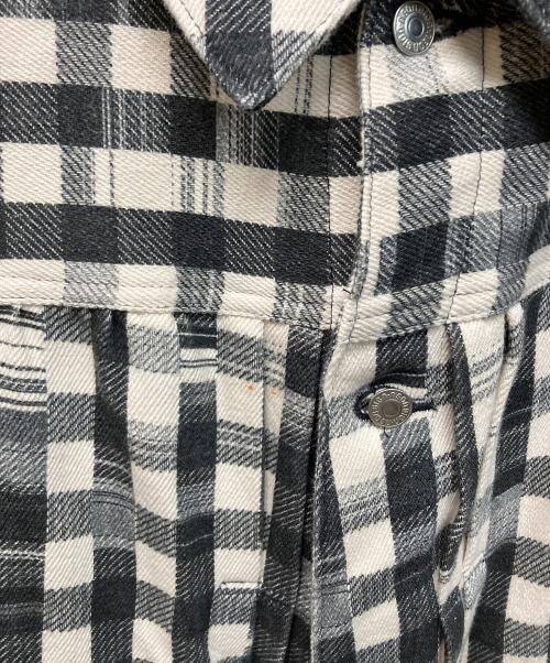 NEON SIGN（ネオンサイン）NEON SIGN (ネオンサイン) Cutaway front Glitch Gingham jacket(カッタウェイ フロント グリッチ ギンガム ジャケット) 日本製 ブラック×ホワイト サイズ:SIZE 48の古着・服飾アイテム