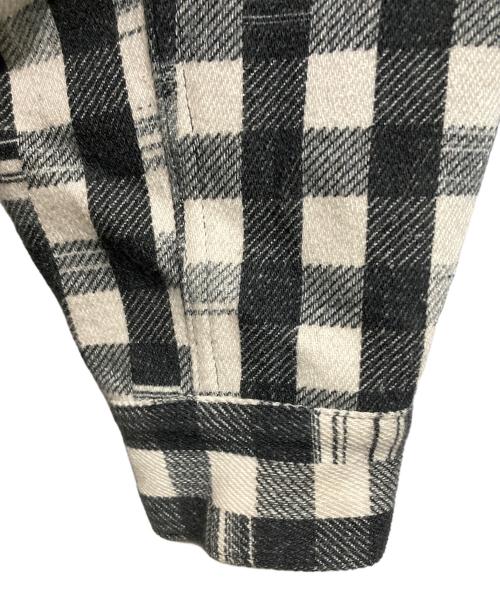 NEON SIGN（ネオンサイン）NEON SIGN (ネオンサイン) Cutaway front Glitch Gingham jacket(カッタウェイ フロント グリッチ ギンガム ジャケット) 日本製 ブラック×ホワイト サイズ:SIZE 48の古着・服飾アイテム