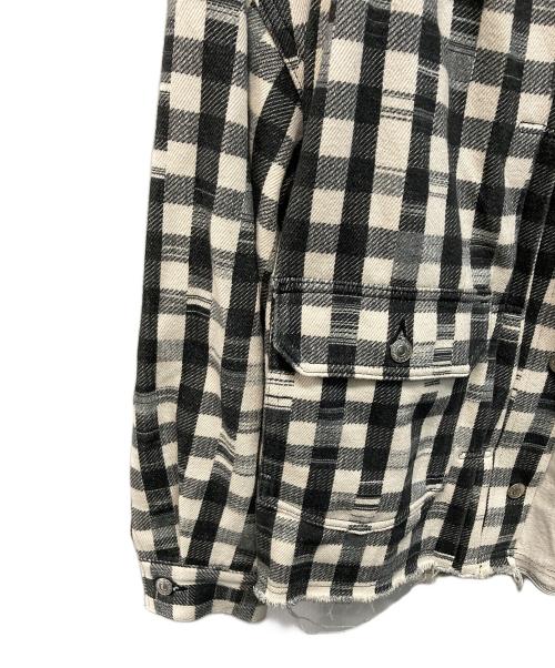 NEON SIGN（ネオンサイン）NEON SIGN (ネオンサイン) Cutaway front Glitch Gingham jacket(カッタウェイ フロント グリッチ ギンガム ジャケット) 日本製 ブラック×ホワイト サイズ:SIZE 48の古着・服飾アイテム