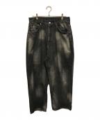 ANCELLMアンセルム）の古着「AGING WIDE DENIM PANTS(エイジング ワイド デニム パンツ) 日本製」｜ブラック