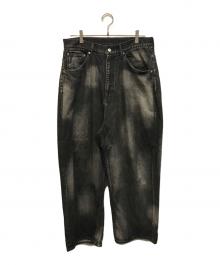 ANCELLM（アンセルム）の古着「AGING WIDE DENIM PANTS(エイジング ワイド デニム パンツ) 日本製」｜ブラック