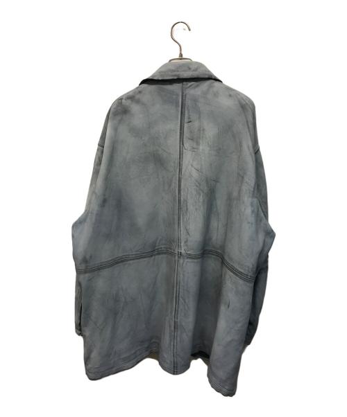 YOKE（ヨーク）YOKE (ヨーク) CUT OFF LEATHER CAR COAT(カットオフ レザー カーコート) ブルー 羊革  ブルー サイズ:SIZE 4の古着・服飾アイテム