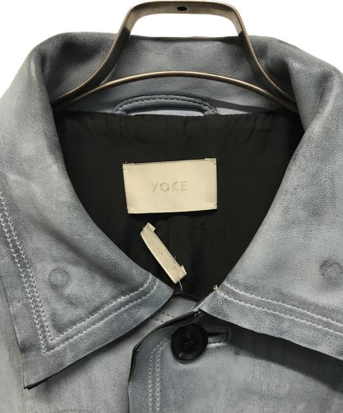 YOKE（ヨーク）YOKE (ヨーク) CUT OFF LEATHER CAR COAT(カットオフ レザー カーコート) ブルー 羊革  ブルー サイズ:SIZE 4の古着・服飾アイテム