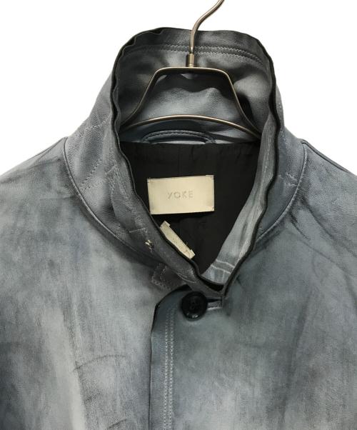 YOKE（ヨーク）YOKE (ヨーク) CUT OFF LEATHER CAR COAT(カットオフ レザー カーコート) ブルー 羊革  ブルー サイズ:SIZE 4の古着・服飾アイテム