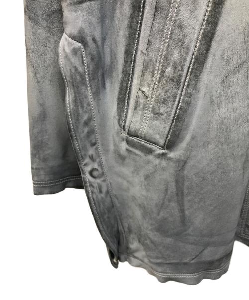 YOKE（ヨーク）YOKE (ヨーク) CUT OFF LEATHER CAR COAT(カットオフ レザー カーコート) ブルー 羊革  ブルー サイズ:SIZE 4の古着・服飾アイテム