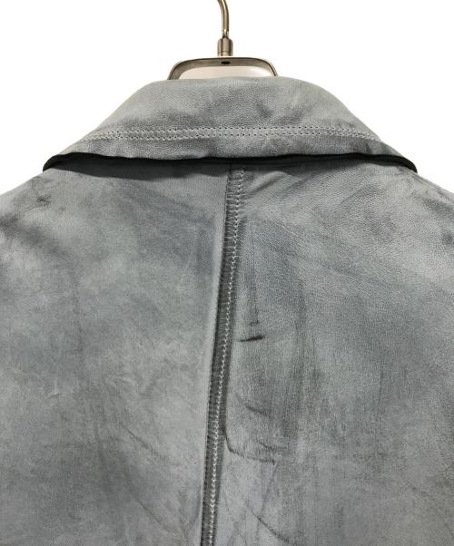 YOKE（ヨーク）YOKE (ヨーク) CUT OFF LEATHER CAR COAT(カットオフ レザー カーコート) ブルー 羊革  ブルー サイズ:SIZE 4の古着・服飾アイテム