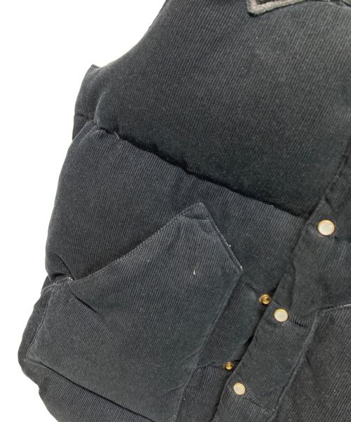 RockyMountainFeatherBed（ロッキーマウンテンフェザーベッド）RockyMountainFeatherBed (ロッキーマウンテンフェザーベッド) The DUFFER of ST.GEORGE (ザ ダファーオブセントジョージ) レザー切替コーデュロイダウンベスト ブラック サイズ:SIZE 36の古着・服飾アイテム
