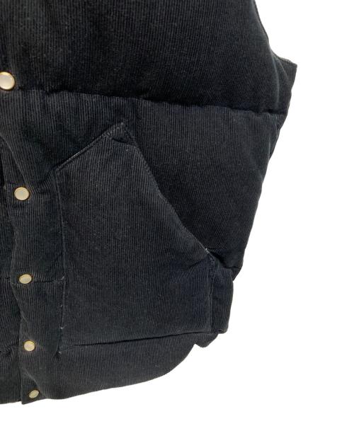 RockyMountainFeatherBed（ロッキーマウンテンフェザーベッド）RockyMountainFeatherBed (ロッキーマウンテンフェザーベッド) The DUFFER of ST.GEORGE (ザ ダファーオブセントジョージ) レザー切替コーデュロイダウンベスト ブラック サイズ:SIZE 36の古着・服飾アイテム