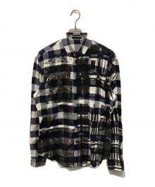 VERSACE（ヴェルサーチ）の古着「PLAID PRINT FLANNEL LONG SLEEVE(プレイド プリント フランネル ロング スリーブ) イタリア製」｜ブラック×ホワイト
