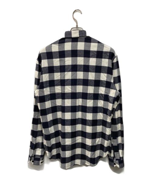 VERSACE（ヴェルサーチ）VERSACE (ヴェルサーチ) PLAID PRINT FLANNEL LONG SLEEVE(プレイド プリント フランネル ロング スリーブ) イタリア製 ブラック×ホワイト サイズ:SIZE 39の古着・服飾アイテム