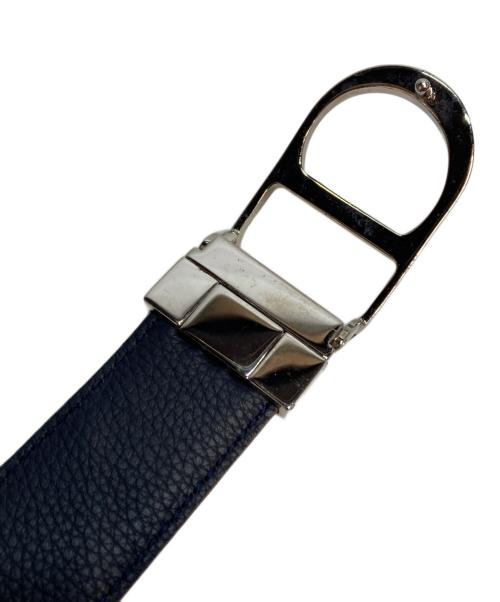 DIOR HOMME（ディオール オム）DIOR HOMME (ディオール オム) CDバックルレザーベルト リバーシブル シルバーバックル イタリア製 ネイビー×ベージュの古着・服飾アイテム