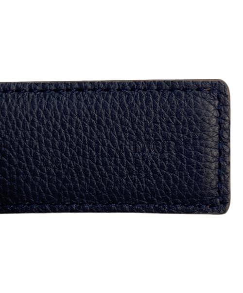 DIOR HOMME（ディオール オム）DIOR HOMME (ディオール オム) CDバックルレザーベルト リバーシブル シルバーバックル イタリア製 ネイビー×ベージュの古着・服飾アイテム