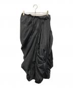 YOHJI YAMAMOTOヨウジヤマモト）の古着「Ny TAFFETA PANELED GATHER SKIRT（ナイロン・タフタ・パネルド・ギャザー・スカート）」｜ブラック