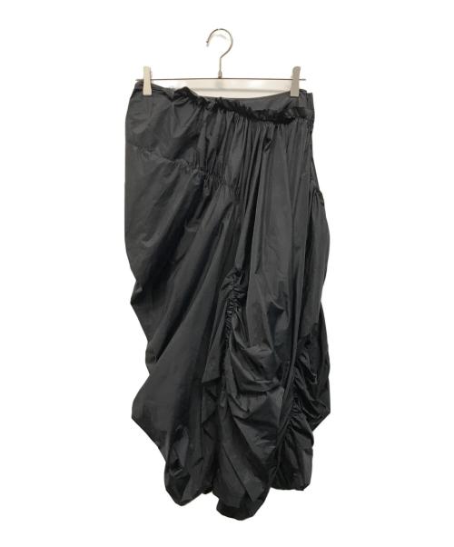 YOHJI YAMAMOTO（ヨウジヤマモト）YOHJI YAMAMOTO (ヨウジヤマモト) Ny TAFFETA PANELED GATHER SKIRT（ナイロン・タフタ・パネルド・ギャザー・スカート） ブラック サイズ:SIZE 1の古着・服飾アイテム