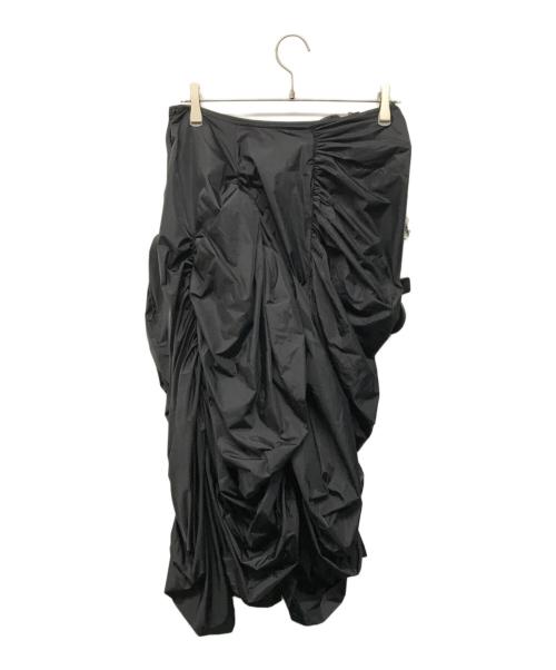 YOHJI YAMAMOTO（ヨウジヤマモト）YOHJI YAMAMOTO (ヨウジヤマモト) Ny TAFFETA PANELED GATHER SKIRT（ナイロン・タフタ・パネルド・ギャザー・スカート） ブラック サイズ:SIZE 1の古着・服飾アイテム
