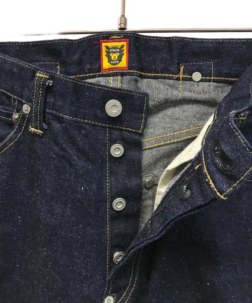 HUMAN MADE（ヒューマンメイド）HUMAN MADE (ヒューマンメイド) ハート刺繍シンチバッグデニムパンツ RELAX DENIM PANTS インディゴ サイズ:81cm (W32)の古着・服飾アイテム