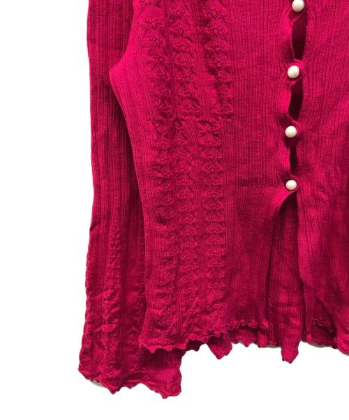 NADIA WIRE（ナディアワイヤー）NADIA WIRE (ナディアワイヤー) Lace Wool Cardigan(レース ウール カーディガン) ピンク サイズ:Sの古着・服飾アイテム