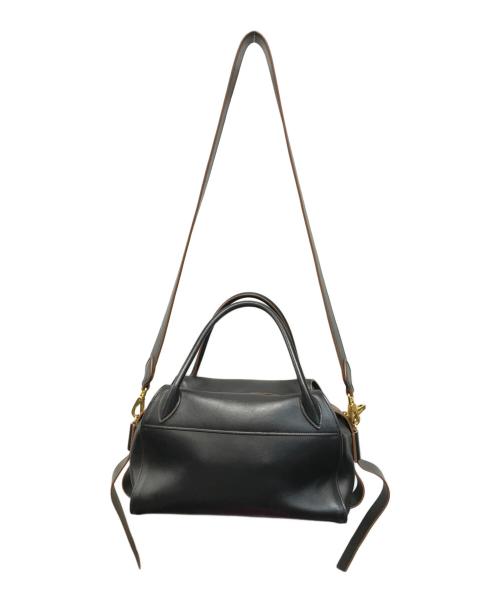 PRADA（プラダ）PRADA (プラダ) ボウリング リボンバッグ レザーハンドバッグ イタリア製 ブラック×ブラウン NERO Cの古着・服飾アイテム